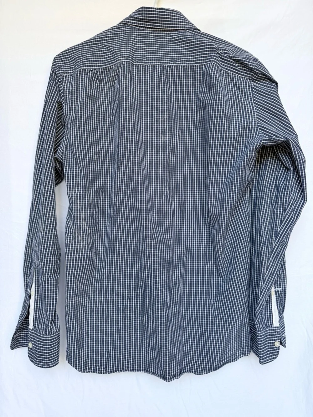 J. Crew Men's Navy and White Checked Button-Down Shirt